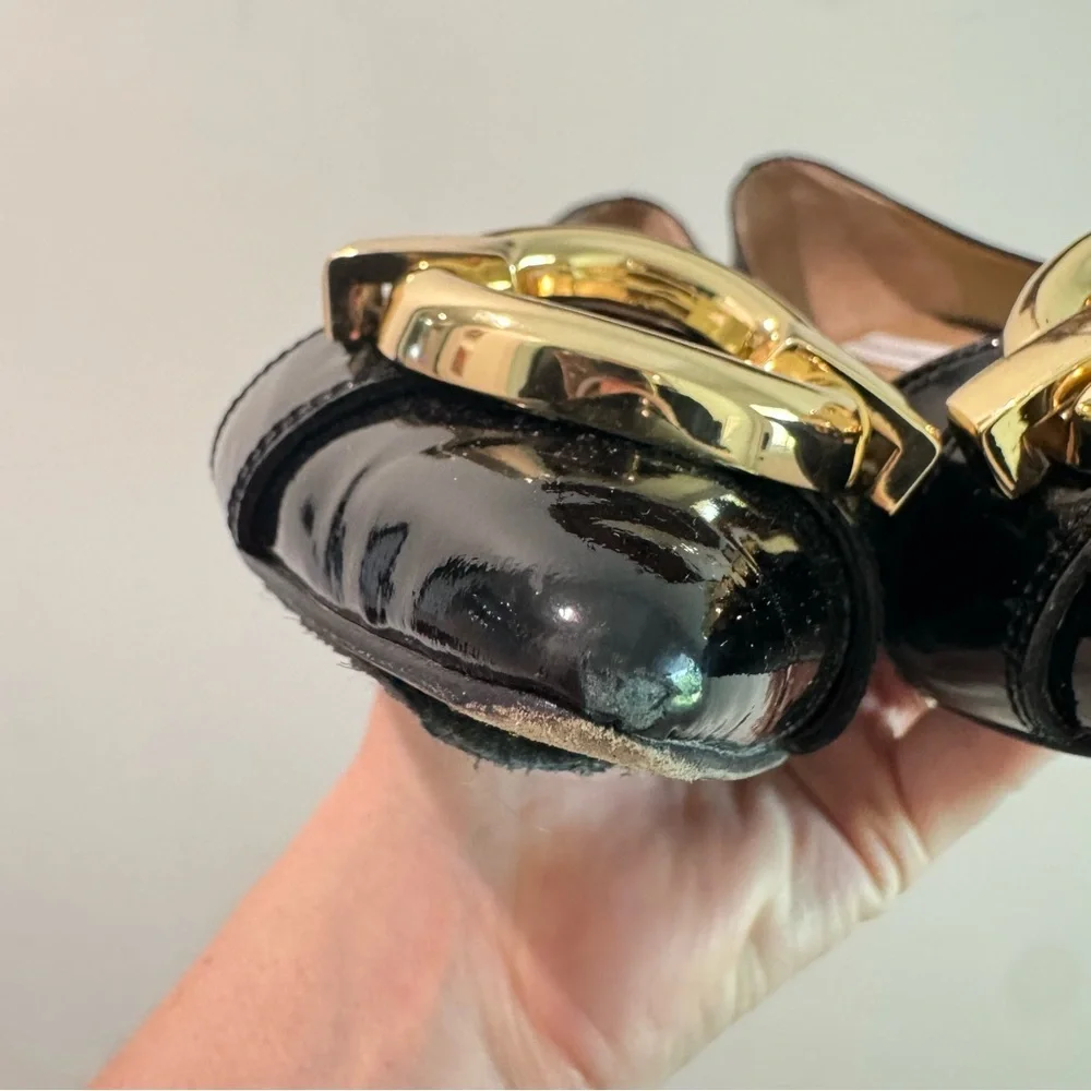 Diane Von Furstenberg‎ Black Patent Leather Pointed Toe Flats 8M